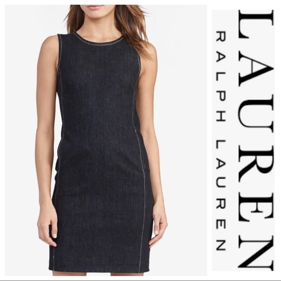 New! Lauren Ralph Lauren Denim Shift Dress - Picture 1 of 8